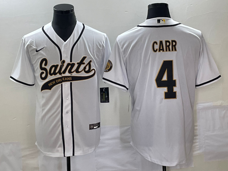 Men's New Orleans Saints Derek Carr #4 White Jersey Joint Edition
